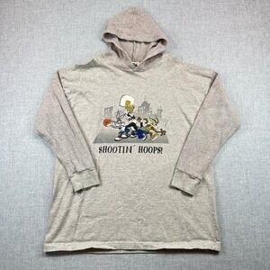 Vintage Acme Clothing Co Looney Tunes Thermal Hoodie Mens Large Gray Bugs Coyote